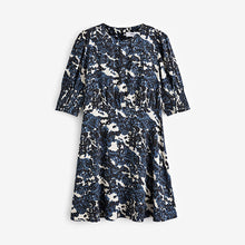 Load image into Gallery viewer, Navy Blue Animal Print Short Sleeve Mini Dress
