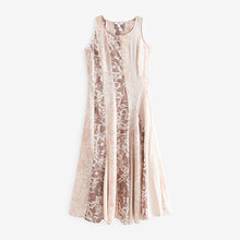 Load image into Gallery viewer, Neutral Snake Print Spliced Sleeveless Flowing Midi Dress
