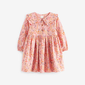 Pink Floral Long Sleeve Tea Dress (3mths-6yrs)