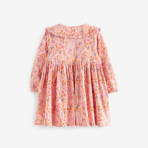 Pink Floral Long Sleeve Tea Dress (3mths-6yrs)