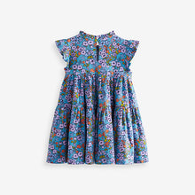 Load image into Gallery viewer, Purple Floral Short Sleeve Tiered Jersey Dress (3mths-6yrs)
