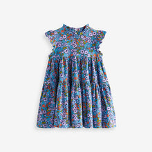 Load image into Gallery viewer, Purple Floral Short Sleeve Tiered Jersey Dress (3mths-6yrs)
