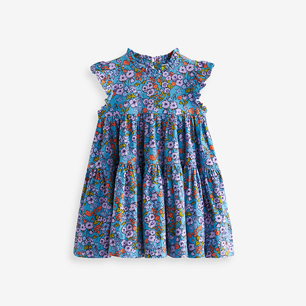 Purple Floral Short Sleeve Tiered Jersey Dress (3mths-6yrs)