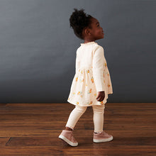 Load image into Gallery viewer, Cream Ditsy Dress &amp; Legging Set (3mths-6yrs)
