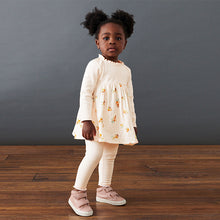 Load image into Gallery viewer, Cream Ditsy Dress &amp; Legging Set (3mths-6yrs)
