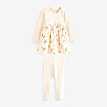 Load image into Gallery viewer, Cream Ditsy Dress &amp; Legging Set (3mths-6yrs)
