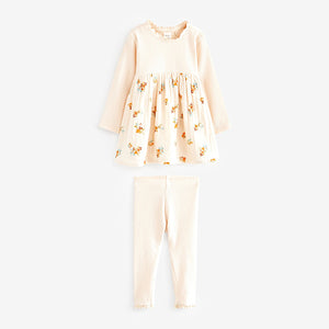 Cream Ditsy Dress & Legging Set (3mths-6yrs)