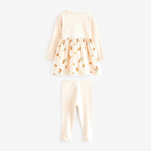 Load image into Gallery viewer, Cream Ditsy Dress &amp; Legging Set (3mths-6yrs)
