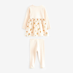 Cream Ditsy Dress & Legging Set (3mths-6yrs)