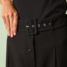 Load image into Gallery viewer, Black Smart Belted Midi Skirt
