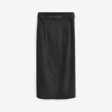 Load image into Gallery viewer, Black Smart Belted Midi Skirt
