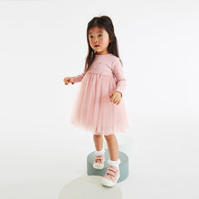 Load image into Gallery viewer, Lilac Pink Long Sleeve Printed Tutu Dress (3mths-6yrs)
