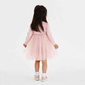 Lilac Pink Long Sleeve Printed Tutu Dress (3mths-6yrs)