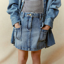 Load image into Gallery viewer, Denim Blue Cargo Skirt (3-12yrs)
