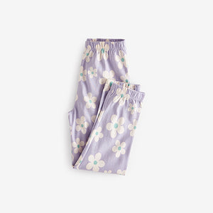 Purple Lilac Blue Daisy Heart Pyjamas 2 Packs (3-10yrs)