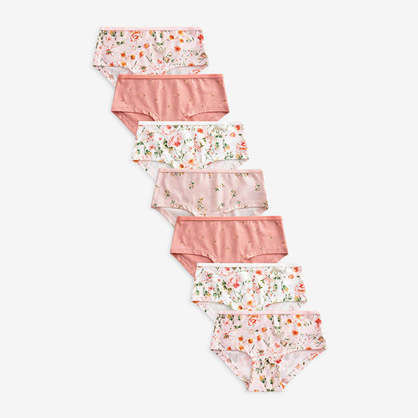 Pink/Cream Floral 7 Pack Hipster Briefs (3-12yrs)