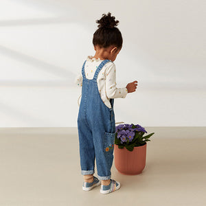 Denim Floral Embroidered Dungarees (3mths-6yrs)