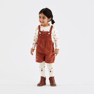 Rust Brown Corduroy Dungarees 3 Piece Set (3mths-6yrs)