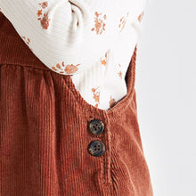 Load image into Gallery viewer, Rust Brown Corduroy Dungarees 3 Piece Set (3mths-6yrs)
