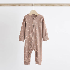 Chocolate Brown Footless Baby Sleepsuits 3 Pack (0mths-18mt)