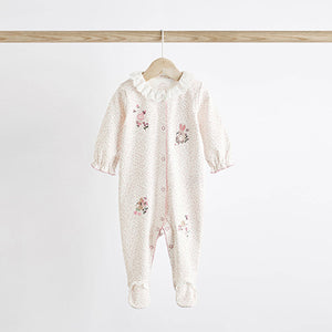 Pink Bunny Floral Baby Character Sleepsuits 3 Pack (0-18mt)