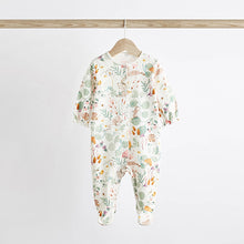 Load image into Gallery viewer, Pink Bunny Floral Baby Character Sleepsuits 3 Pack (0-18mt)
