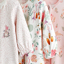 Load image into Gallery viewer, Pink Bunny Floral Baby Character Sleepsuits 3 Pack (0-18mt)
