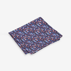 Navy Blue Ditsy Floral Tie And Pocket Square Set