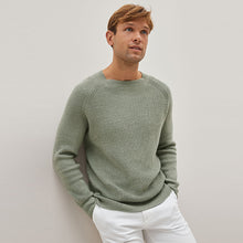 Load image into Gallery viewer, Sage Green Regular Cosy Rib Knit Crew Jumper
