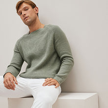 Load image into Gallery viewer, Sage Green Regular Cosy Rib Knit Crew Jumper
