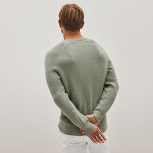 Load image into Gallery viewer, Sage Green Regular Cosy Rib Knit Crew Jumper
