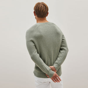 Sage Green Regular Cosy Rib Knit Crew Jumper