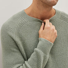 Load image into Gallery viewer, Sage Green Regular Cosy Rib Knit Crew Jumper
