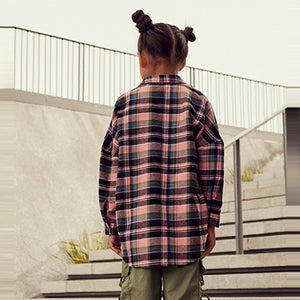 Pink/Black Check Oversized Shirt (3-12yrs)