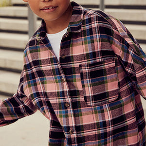 Pink/Black Check Oversized Shirt (3-12yrs)