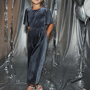 Blue Velvet Jumpsuit (3-12yrs)