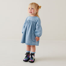 Load image into Gallery viewer, Blue Denim Relaxed Cotton Dress (3mths-6yrs)
