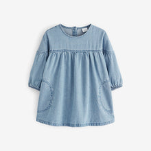 Load image into Gallery viewer, Blue Denim Relaxed Cotton Dress (3mths-6yrs)
