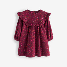 Load image into Gallery viewer, Berry Pink Floral Printed Corduroy Dress (3mths-6yrs)
