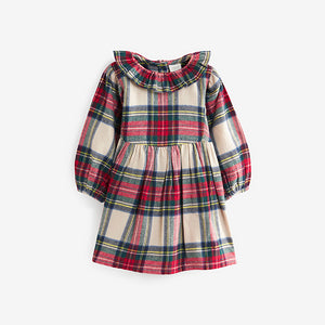 Cream/Red Ruffle Collar Dress (3mths-6yrs)