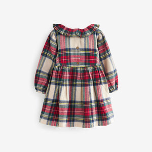 Cream/Red Ruffle Collar Dress (3mths-6yrs)