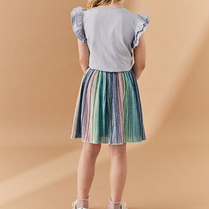 Rainbow Sparkle Pleated Skirt (3-12yrs)