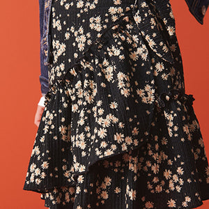 Black Floral Ditsy Wrap Skirt (3-12yrs)