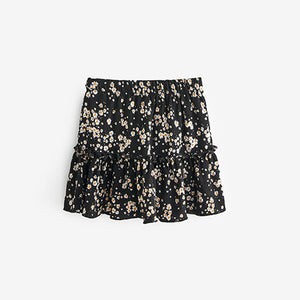 Black Floral Ditsy Wrap Skirt (3-12yrs)