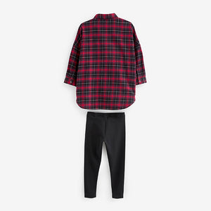 Red Check Shirt And Leggings Set (3-12yrs)