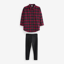 Load image into Gallery viewer, Red Check Shirt And Leggings Set (3-12yrs)
