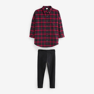 Red Check Shirt And Leggings Set (3-12yrs)