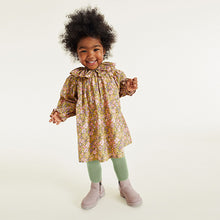 Load image into Gallery viewer, Pink/Green Floral Ruffle Collar Dress And Tights Set (3mths-6yrs)
