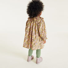 Load image into Gallery viewer, Pink/Green Floral Ruffle Collar Dress And Tights Set (3mths-6yrs)
