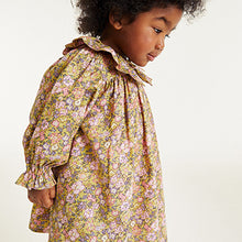 Load image into Gallery viewer, Pink/Green Floral Ruffle Collar Dress And Tights Set (3mths-6yrs)
